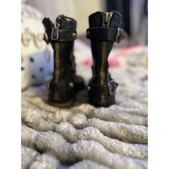 8 frye veronica black leather moto biker boot-bootie - Picture 12 of 12